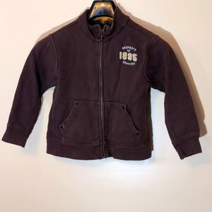 OshKosh| Chocolate Brown Zip Up Cardigan Varsity Style Sweater Cotton Blend